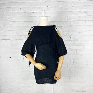 NWT Somedays Lovin’ x Revolve black knit mini dress fring flared sleeve Size XS